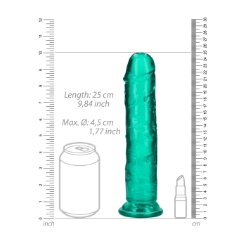 Żelowe zielone dildo z przyssawką waginalne i analne 25 cm