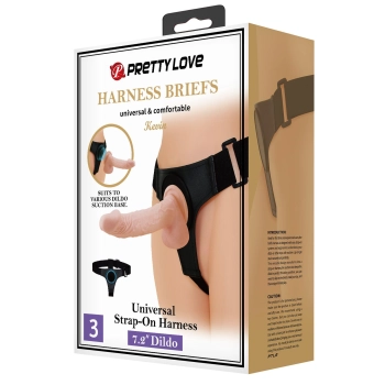 PRETTY LOVE - HARNESS BRIEFS- Kevin, Universal Strap-On, 7.2 Dildo