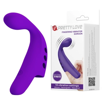 Wibrator na palec Pretty Love Gorgon fioletowy silikonowy 10 trybów