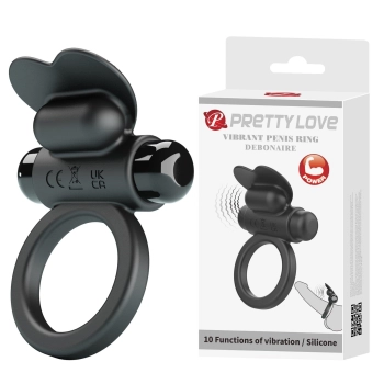 Pierścień erekcyjny wibrujący Pretty Love Debenaire czarny 10 funkcji