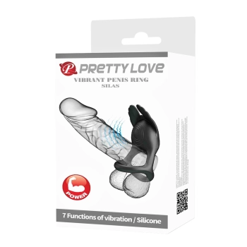 Pierścień wibrujący erekcyjny Pretty Love Silas czarny silikonowy 7 trybów