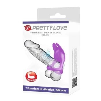 Pierścień erekcyjny wibrujący Pretty Love Silas czarny 7 trybów