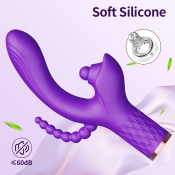 Wibrator Patty silikonowy stymulator łechtaczki z wypustką analną USB