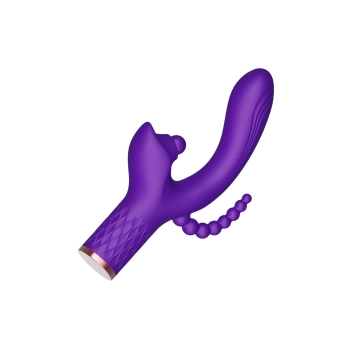 Wibrator Patty silikonowy stymulator łechtaczki z wypustką analną USB