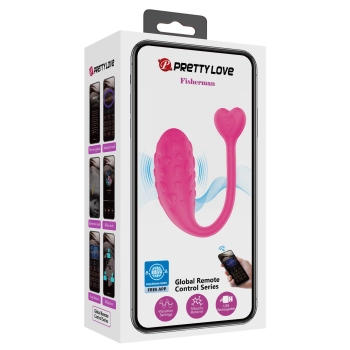 Jajeczko wibrujące Pretty Love Fisherman różowe z aplikacją 12 trybów
