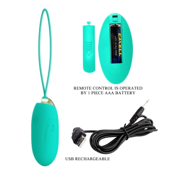 Wibrujące jajeczko -PRETTY LOVE - JENNY Dream chaser 1, Green, Wireless remote control 12 vibration functions