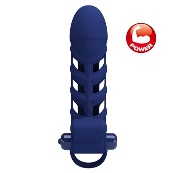 Wibrująca silikonowa przedłużka na penisa Pretty Love 10 funkcji