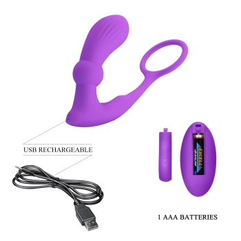 PRETTY LOVE - Warren Purple, Wireless remote control 12 pulse wave settings 12 vibration functions