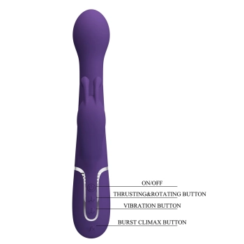 PRETTY LOVE - Dejon dark Purple, 7 vibration functions 4 thrusting settings 4 rotation functions