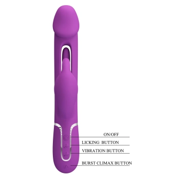 PRETTY LOVE - Kampas Purple, 7 vibration functions 4 licking settings