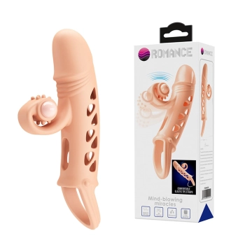 Przedłużka wibrująca na penisa Romance cielista stymulator łechtaczki