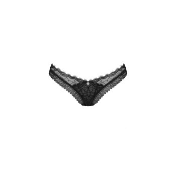 Stringi otwarte Obsessive Medilla koronkowe czarne XS/S
