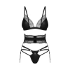 Komplet bielizny Obsessive Lobellis czarny M/L