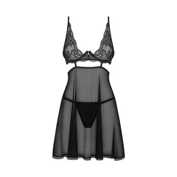 Babydoll Obsessive Nutris koronkowy z stringami M/L
