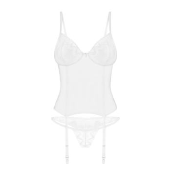 Gorset i stringi Obsessive Alissium biały M/L