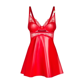 Koszulka nocna Obsessive Aliosa czerwona z stringami S/M