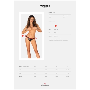 Figi otwarte Obsessive Viranes czarne XL/2XL z błyszczącą zawieszką
