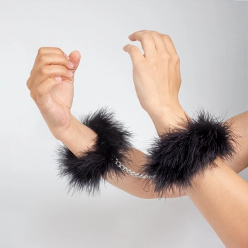 Kajdanki marabou czarne Secret Play