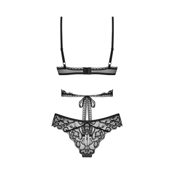 Komplet bielizny Obsessive Blomentis czarny XL 2XL
