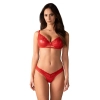 Komplet bielizny Obsessive Aliosa czerwony koronkowy 2XL/3XL