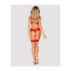Komplet bielizny Obsessive Chilisa koronkowy czerwony M/L