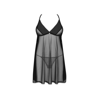 Zmysłowy babydoll i stringi Obsessive czarne XL/2XL