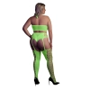 Ouch! Neonowy komplet bielizny crop top i pończochy XL/XXXXL