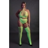 Ouch! Neonowy komplet bielizny crop top i pończochy XL/XXXXL