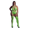 Ouch! Neonowy komplet bielizny crop top i pończochy XL/XXXXL