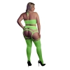 Neonowy komplet Ouch! UV crop top i pończochy XL XXXXL
