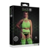 Neonowy komplet Ouch! UV crop top i pończochy XL XXXXL