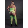 Neonowy komplet Ouch! UV crop top i pończochy XL XXXXL