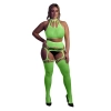 Neonowy komplet Ouch! UV crop top i pończochy XL XXXXL