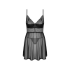 Koronkowy babydoll i stringi Obsessive Chemeris czarny XL 2XL
