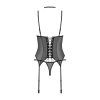 Koronkowy gorset Donarella z stringami i chokerem Obsessive czarny XL/2XL