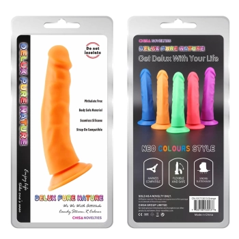 Dildo silikonowe Steven.R pomarańczowe z przyssawką 22 cm