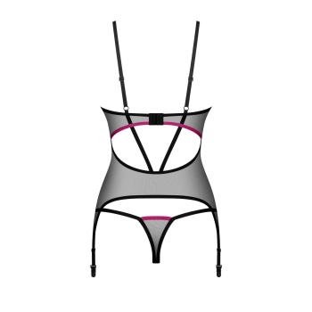 Gorset i stringi Obsessive Novenes czarny M/L