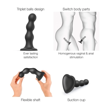 Dildo plug z kulkami Strap on me czarny XXL