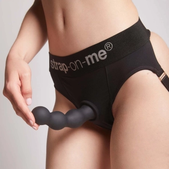 Dildo plug z kulkami Strap on me czarny XXL