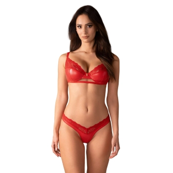 Komplet bielizny Obsessive Aliosa czerwony S/M