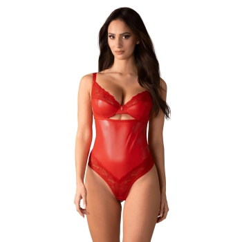 Body koronkowe Aliosa Obsessive czerwone 2XL/3XL