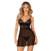 Babydoll i stringi Obsessive Chemeris czarny XS/S