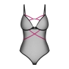 Body Obsessive Novenes czarne transparentne z fioletowymi paskami XS/S