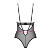 Body Obsessive Novenes czarne transparentne z fioletowymi paskami XS/S