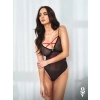 Body Obsessive Novenes czarne transparentne z fioletowymi paskami XS/S