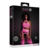 Komplet bielizny Ouch neonowy różowy z topem i pończochami XS/XL