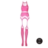 Komplet bielizny Ouch neonowy różowy z topem i pończochami XS/XL