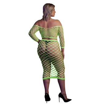 Neonowy komplet bielizny Ouch top z rękawem i spódnica XL XXXXL