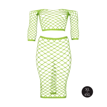 Neonowy komplet bielizny Ouch top z rękawem i spódnica XL XXXXL