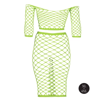 Neonowy komplet bielizny Ouch top z rękawem i spódnica XL XXXXL